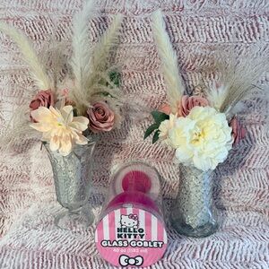 Hello Kitty Glass Goblet with Pink and Cream Accents